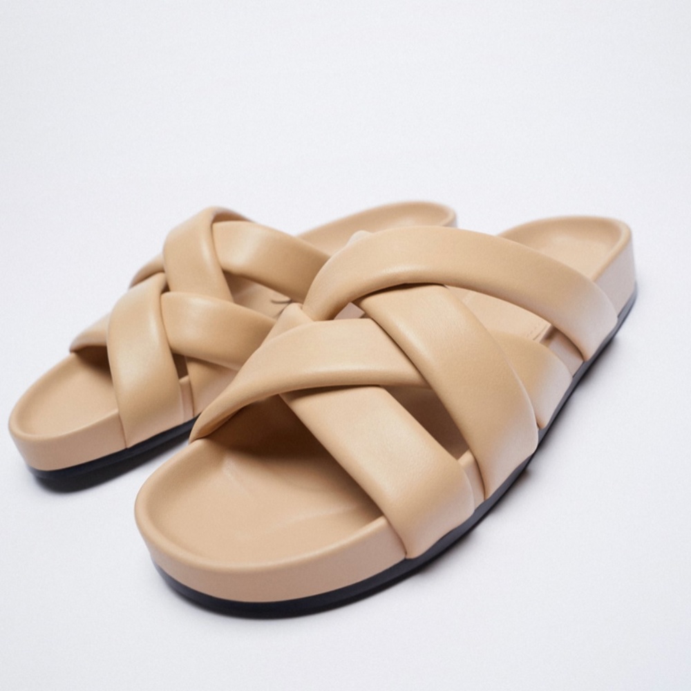 Zara chunky quilted strap sandals - Sz 9.5 / 40